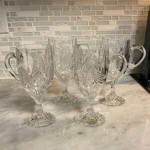 4 Mikasa Christmas tree Crystal Goblets Set